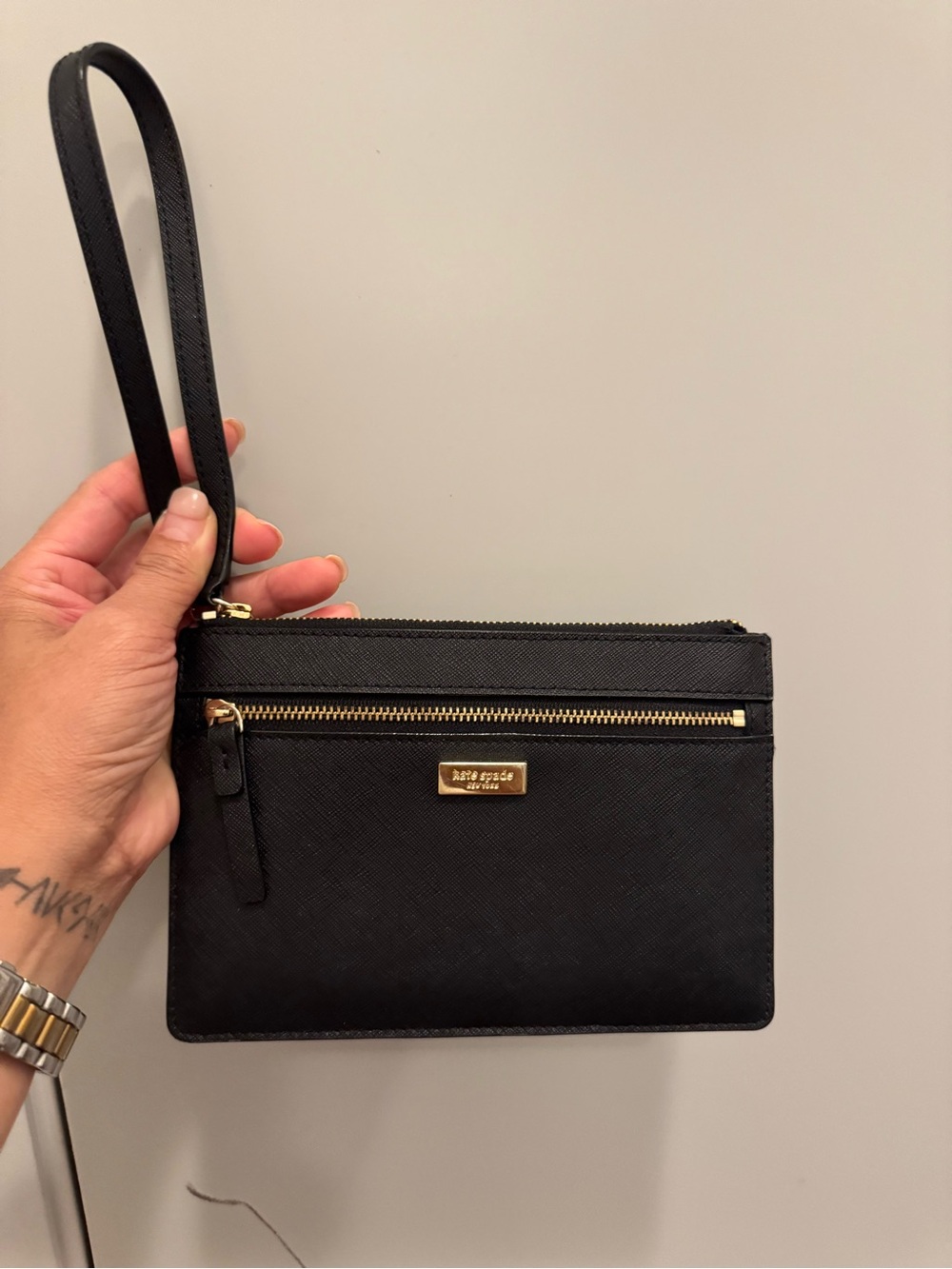 kate spade Black Wristlet Clutch with Gold Hardware